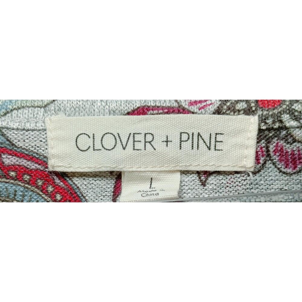 Clover + Pine 3/4 Sleeve Paisley Design Tunic Size L - Picture 2 of 3